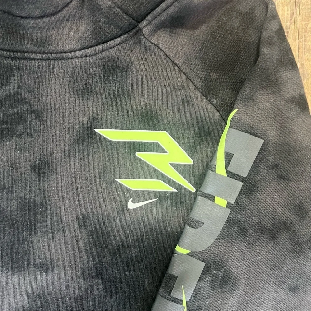 Nike 3 Brand Kids Hoodie Pullover Black/Grey Fired Up Graphic Tie dye Neon Sz Sm